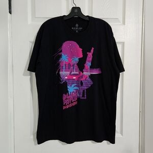 BLK-RFL-DIV T-Shirt Womens Size XL Black Pink Short Sleeve Cotton